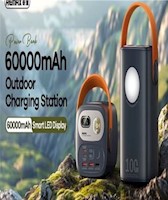 CARGADOR PORTÁTIL CON LINTERNA  60000 mAh 100W+22.5W MODELO RPP-100 Azul